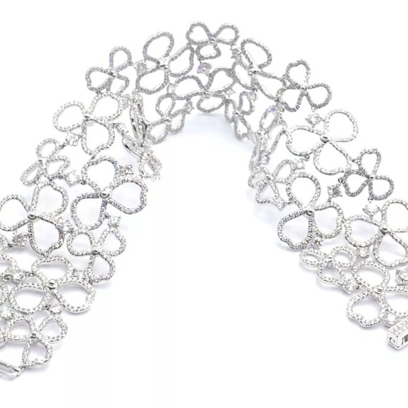 Authentic! Tiffany & Co Paper Flowers Platinum Diamond Wide Bracelet - Picture 10 of 10